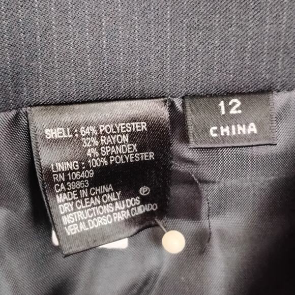 Tahari Levine Pinstripe Pencil Skirt Size 12 Black Fully Lined Career Style - Picture 3 of 7